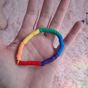Rainbow Heishi Disc Bead Stretch Bracelet